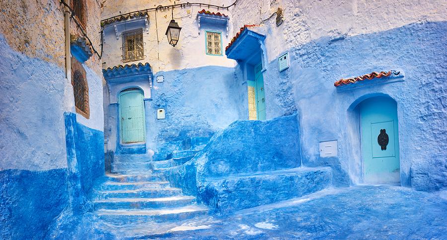 City Photograph - Morocco - Blue Painted Walls In Old by Jan Wlodarczyk