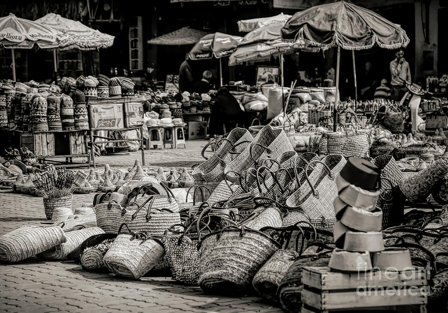 Morocco Outdoor Market Sepia  Photograph by Chuck Kuhn