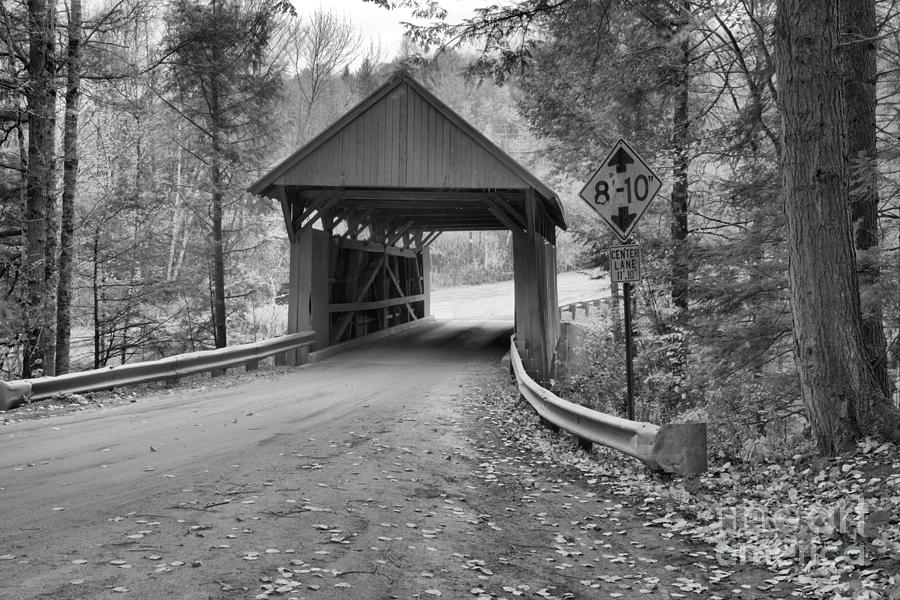 Morristown Red Covered Bridge Black And White Photograph by Adam Jewell