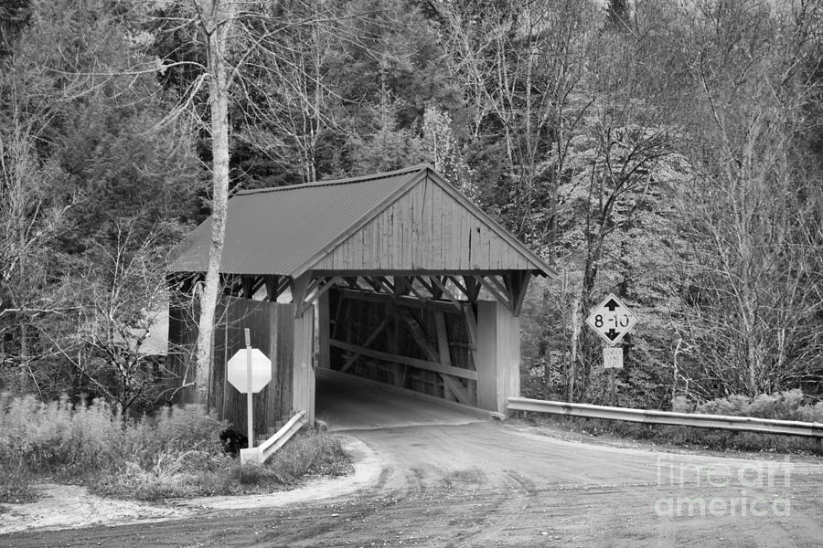 Morristown Vermont Covered Bridge Black And White Photograph by Adam Jewell