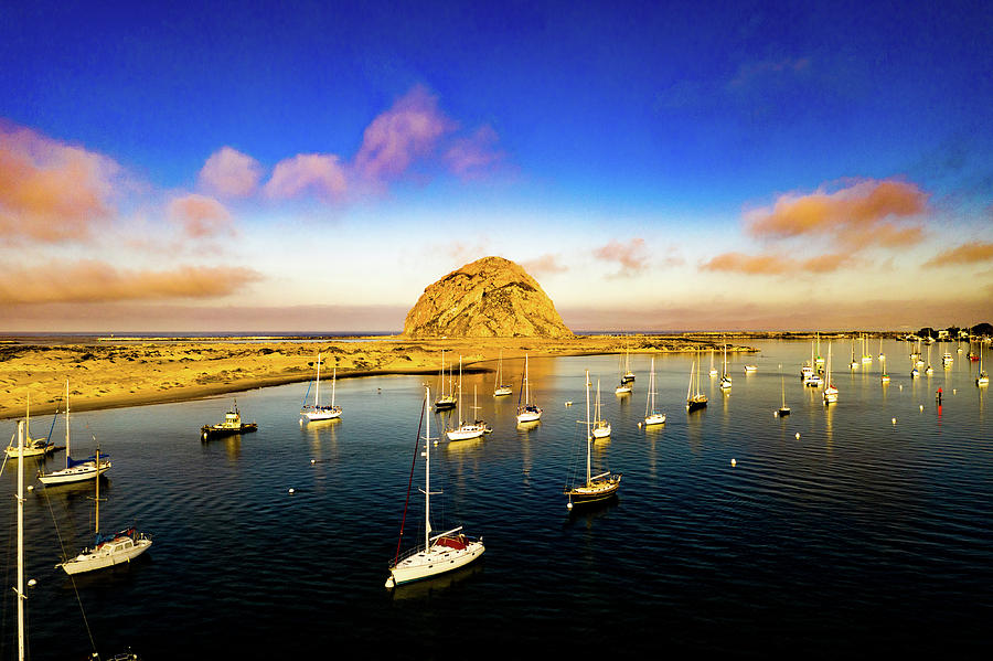 Morro Bay Harbor with clouds Photograph by Steve Bunch