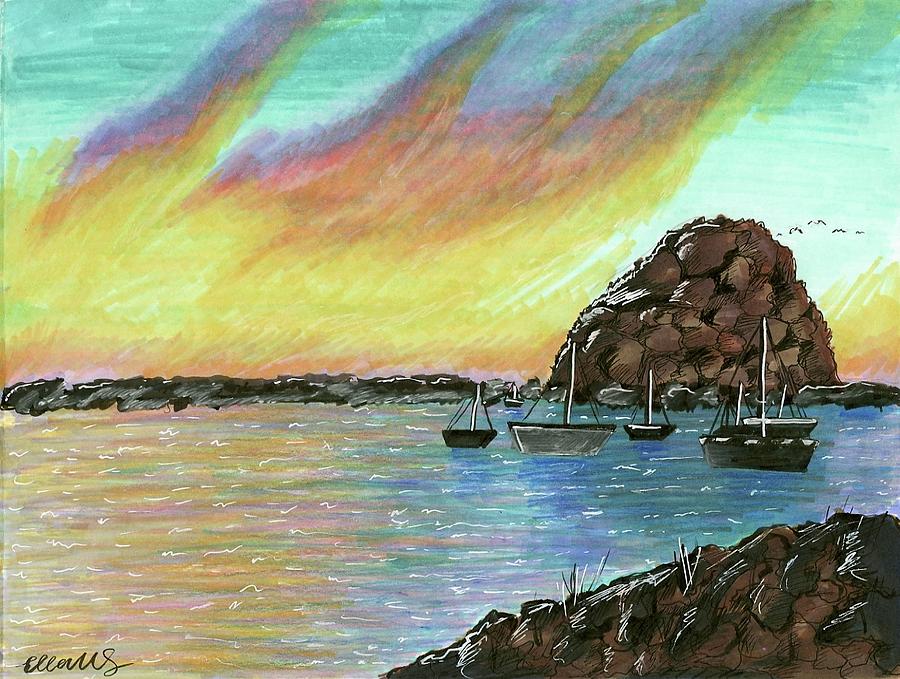 Boat Drawing - Morro Rock by Ella Wang grade 6 by California Coastal Commission
