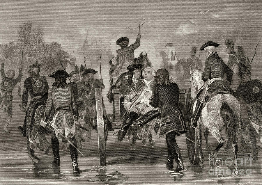 Mortally Wounded General Edward Braddock Retreats From The Monongahela River In 1755 Painting by Alonzo Chappel