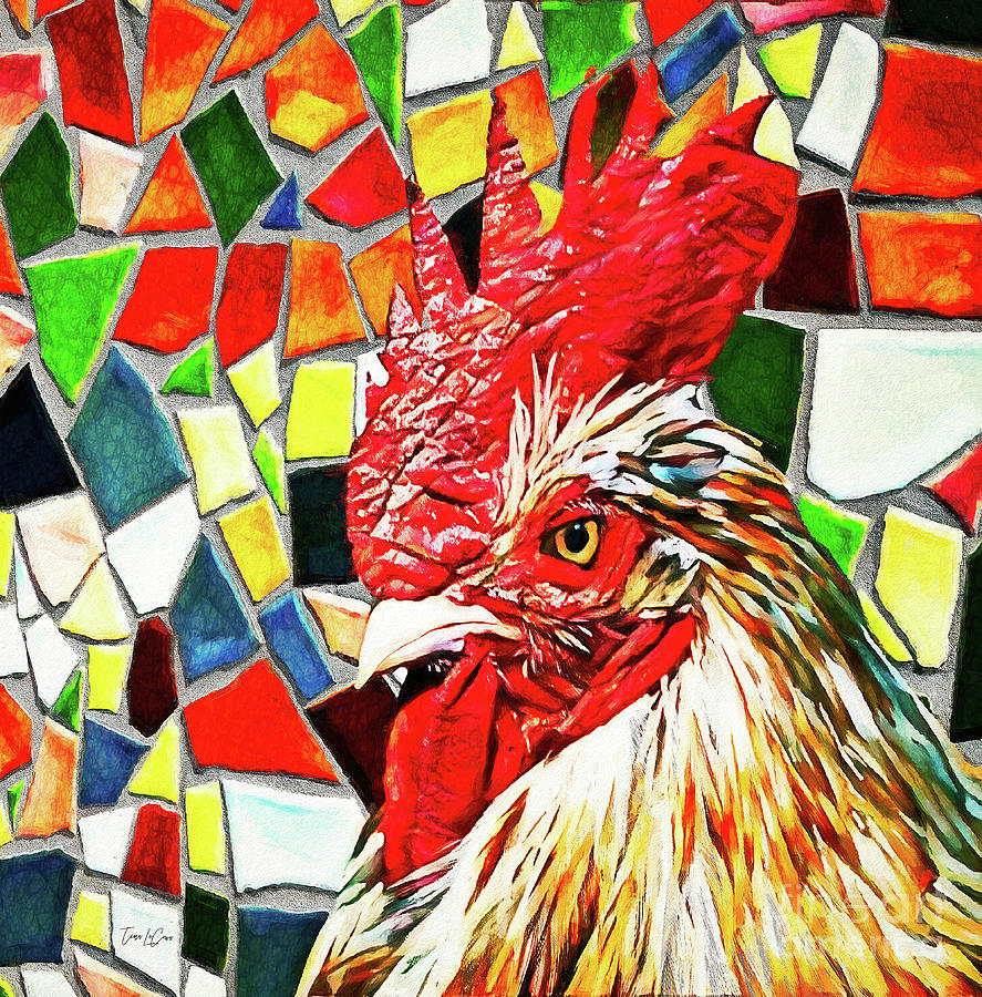 Mosaic Rooster Painting by Tina LeCour Fine Art America