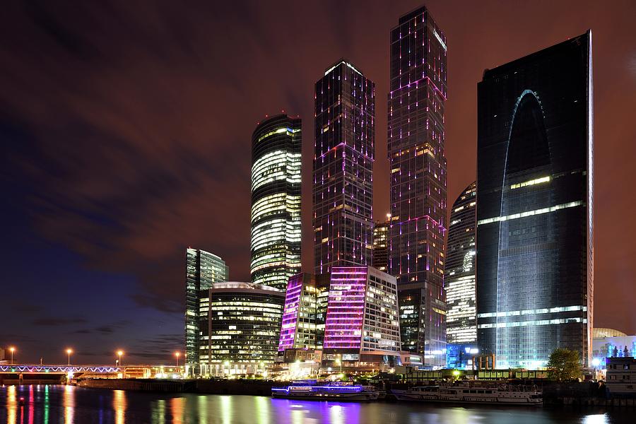Moscow City At Night Photograph by Vladimir Zakharov