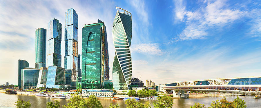 Moscow City Skyline. Panorama Photograph
