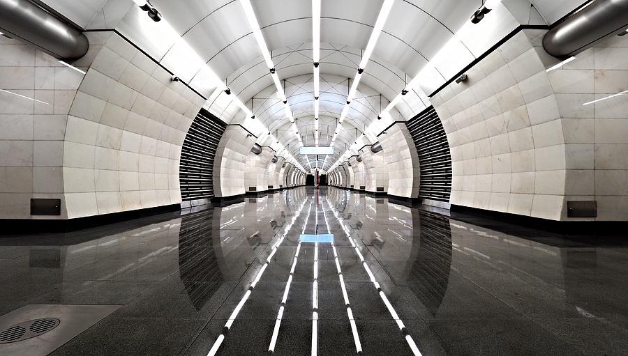Abstract Photograph - Moscow Metro - Welcome To The Machine by Maxim Makunin