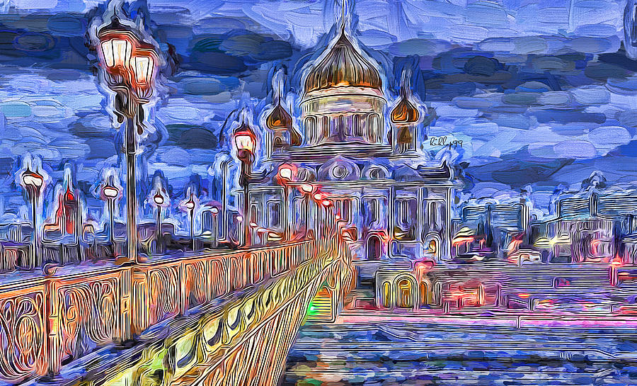 Moscow On Night 3 Painting