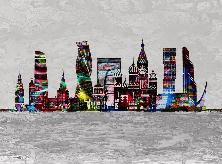 Moscow Skyline Artist Singh Mixed Media By Artguru Official Maps Pixels 2733