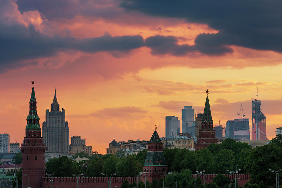 Moscow Skyline At Dusk Photograph by Jon Hicks