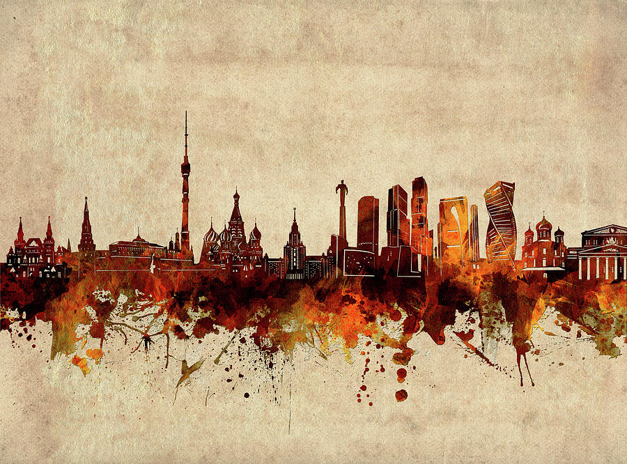 Moscow Skyline Sepia Digital Art