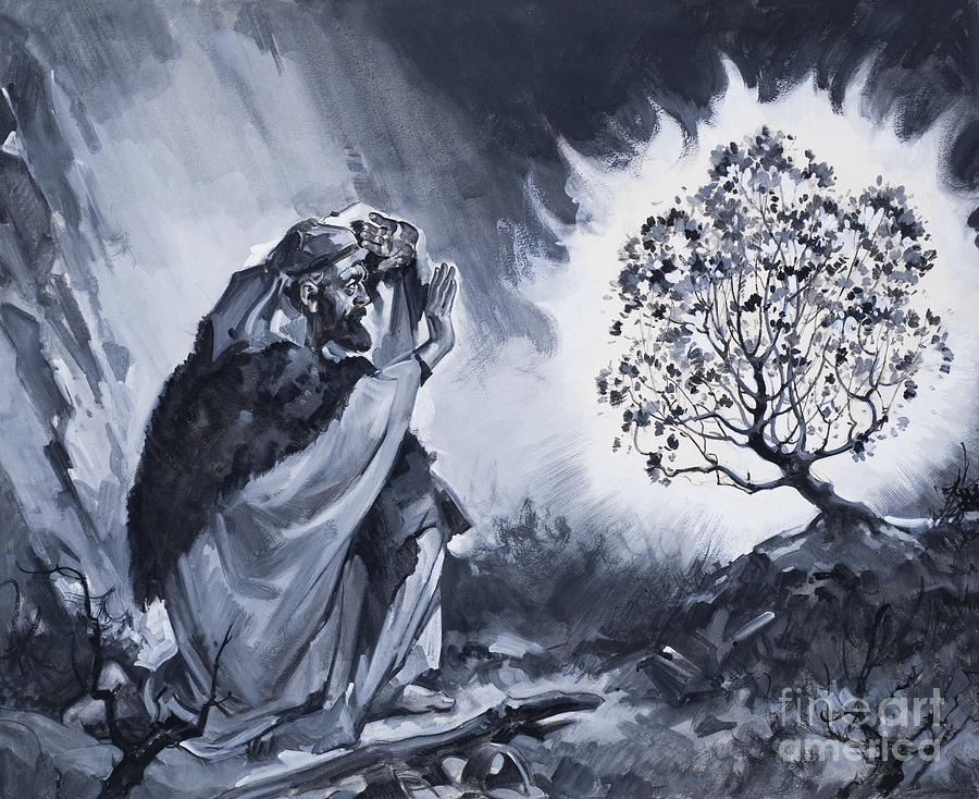 Mcconnell Painting - Moses And The Burning Bush by James Edwin Mcconnell