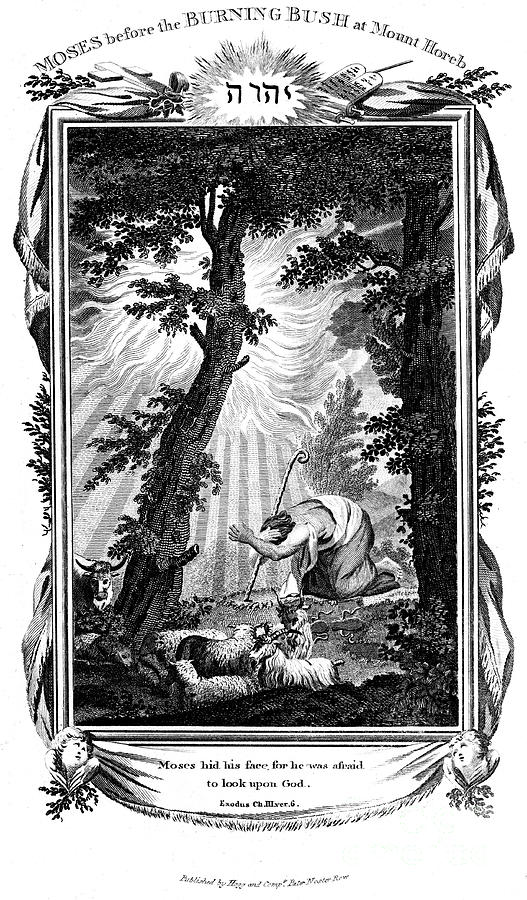Moses Hiding His Face, 1807. Artist Anon Drawing by Print Collector Moses Hiding His Face, 1807. Artist Anon Drawing by Print Collector