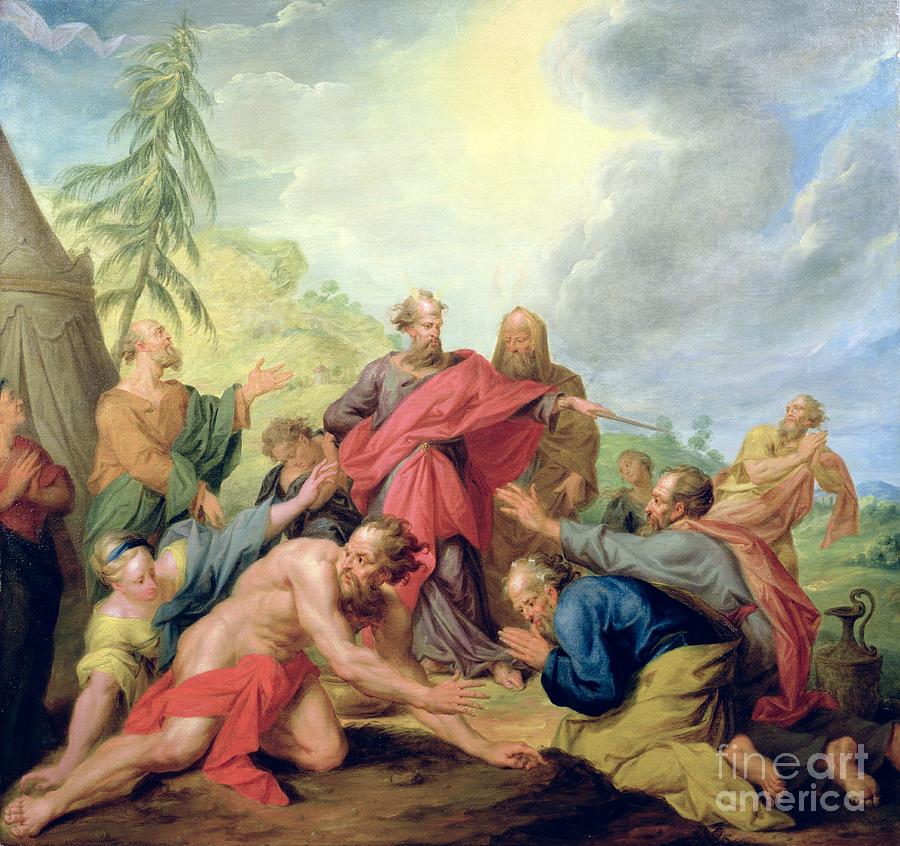 Moses Striking The Rock Painting by Nicolas Bertin - Fine Art America