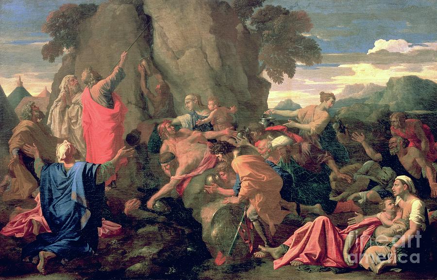 Nicolas Poussin Painting - Moses Striking Water From The Rock, 1649 by Nicolas Poussin