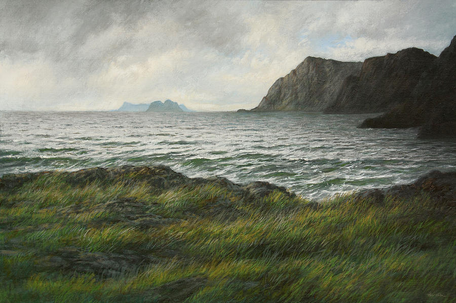 Mosken Island Outside Lofoten Painting by Hans Egil Saele