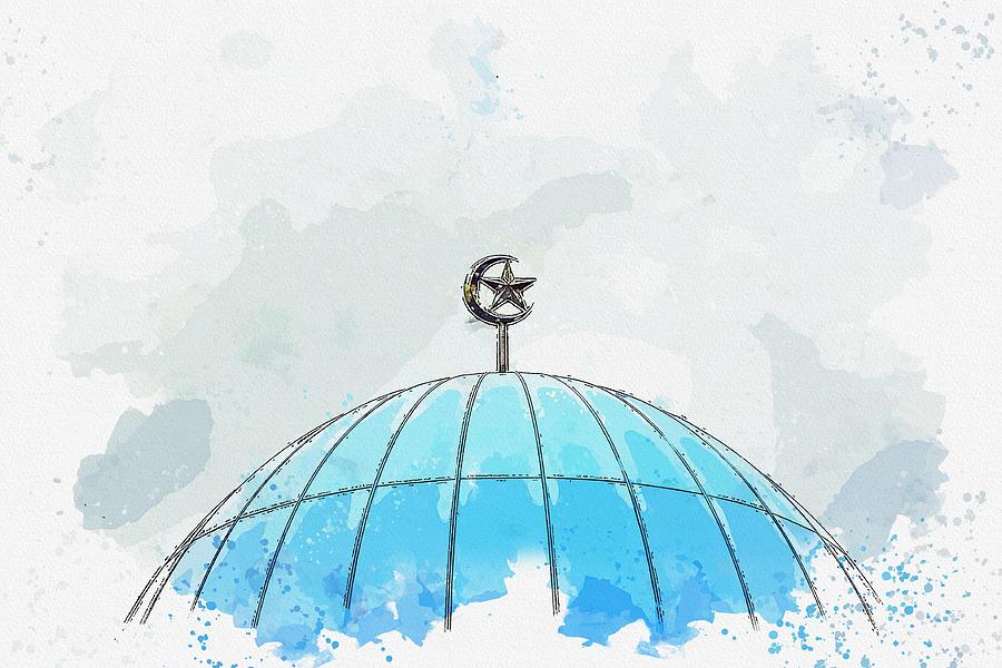 Mosque DOme  c2019, watercolor by Adam Asar Painting by Celestial Images