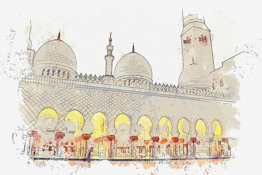Mosque watercolor by Ahmet Asar Painting by Celestial Images