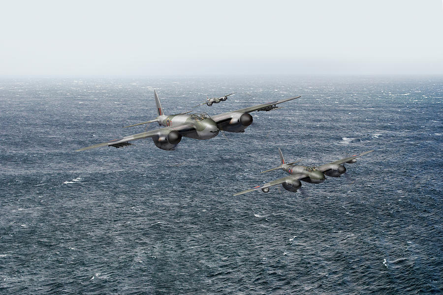 Mosquito fighter bombers over the North Sea Photograph by Gary Eason