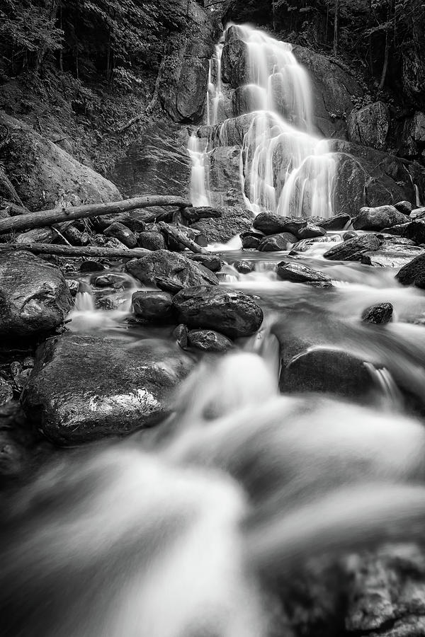 Nature Photograph - Moss Glen Falls and Deer Hollow Brook in Black and White by Rick Berk
