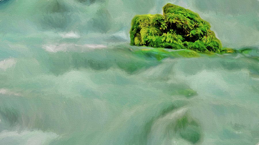 Mossy Rock in Winters Stream Digital Art by Russ Harris