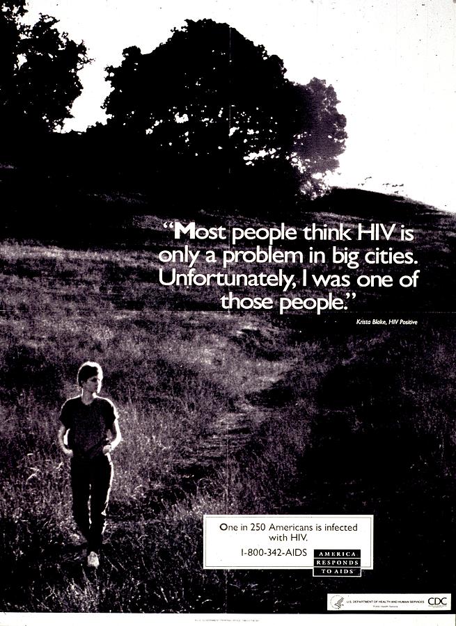 Black And White Painting - most People Think Hiv Is Only A Problem In Big Cities; by Centers For Disease Control And Prevention