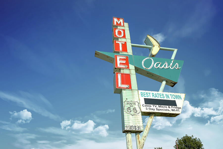 Motel Oasis Morning Along Tulsa Oklahoma Route 66 Photograph by Gregory Ballos