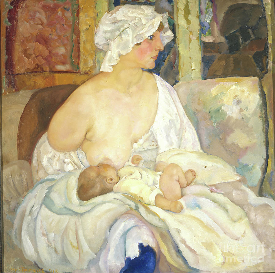 Mother, 1915. Artist Grigoriev, Boris Drawing by Heritage Images