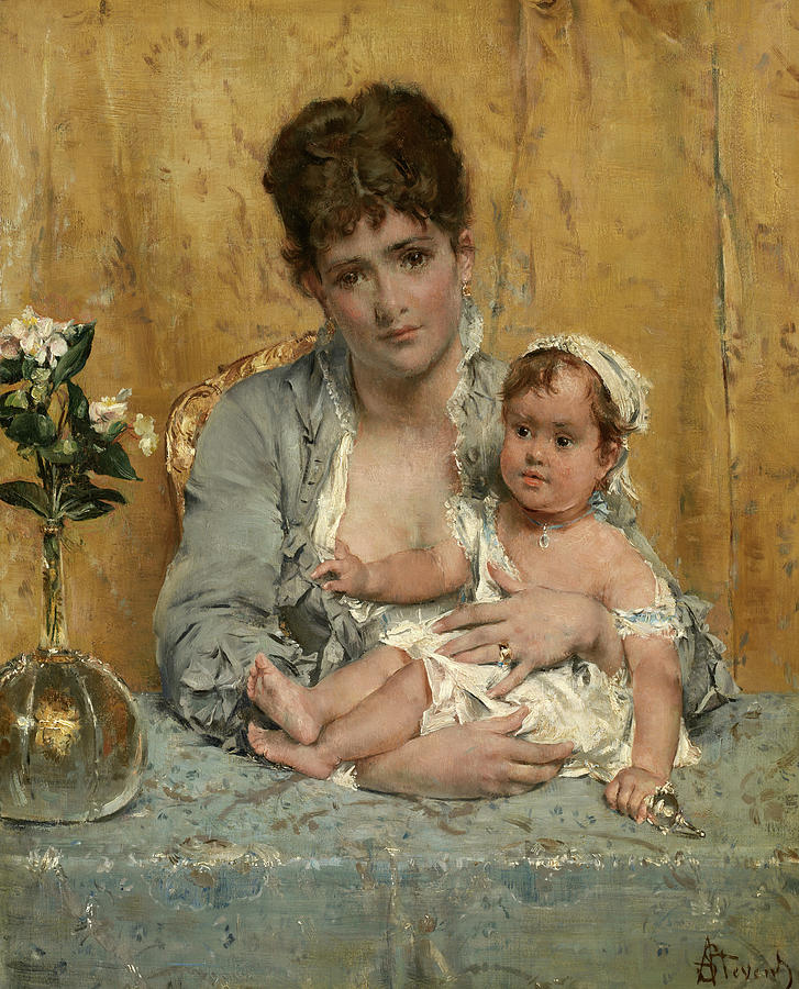 Alfred Stevens Painting - Mother And Child, 1880 by Alfred Stevens Alfred Stevens Painting - Mother And Child, 1880 by Alfred Stevens