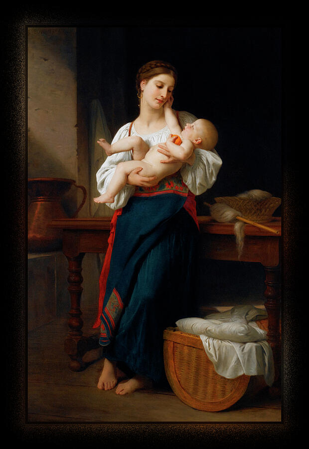 Mother and Child by William Adolphe Bouguereau Painting by Xzendor7