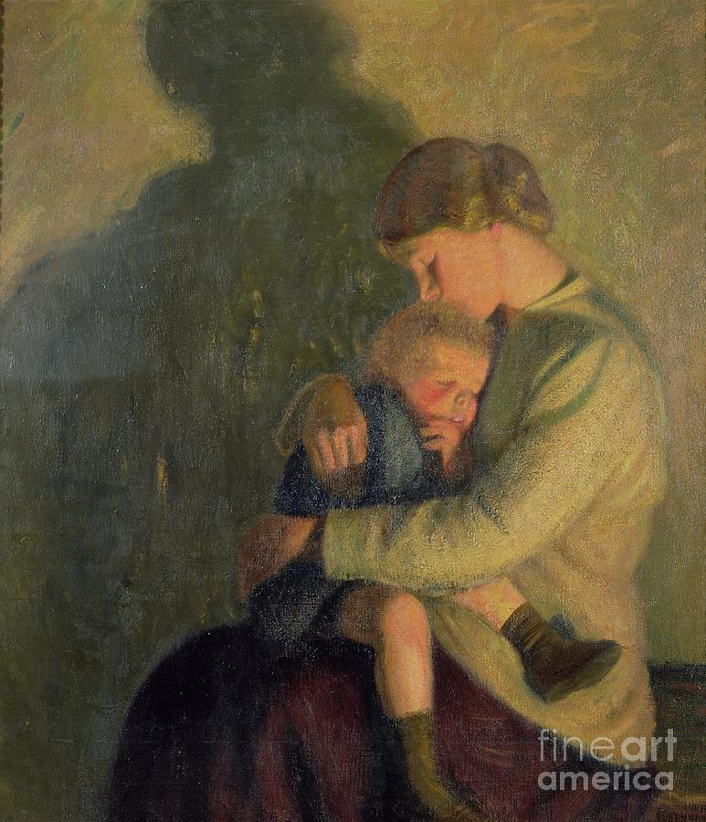 Mother And Child: Candlelight Photograph by William Rothenstein