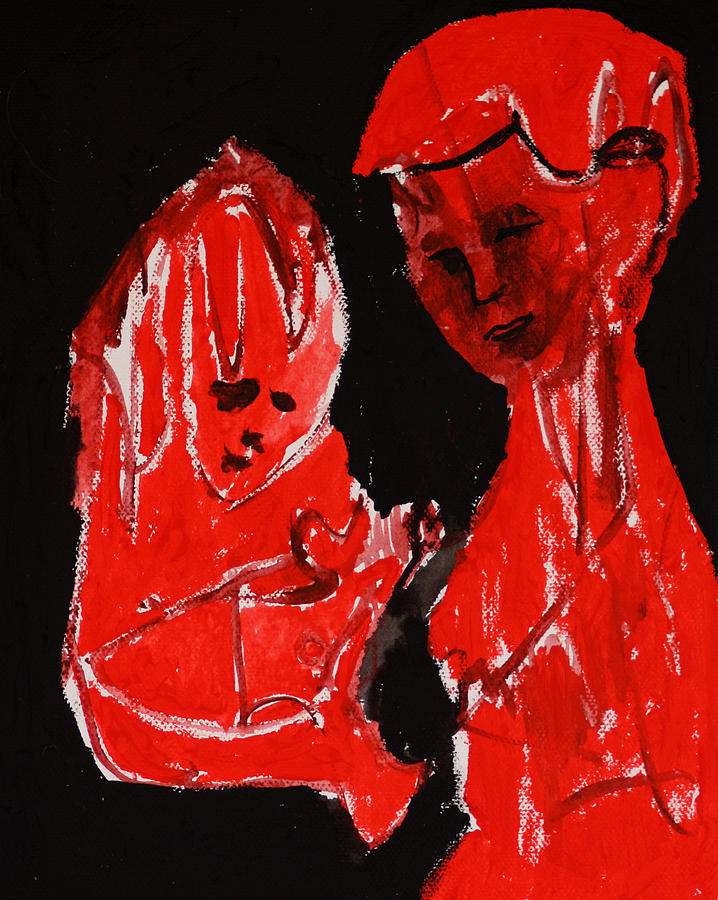 Mother and child Painting by Edgeworth Johnstone