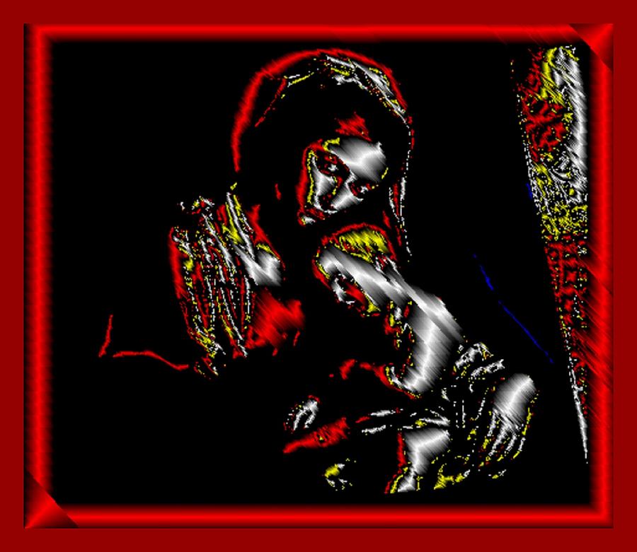 Mother and Child in Red Digital Art by Mary Russell