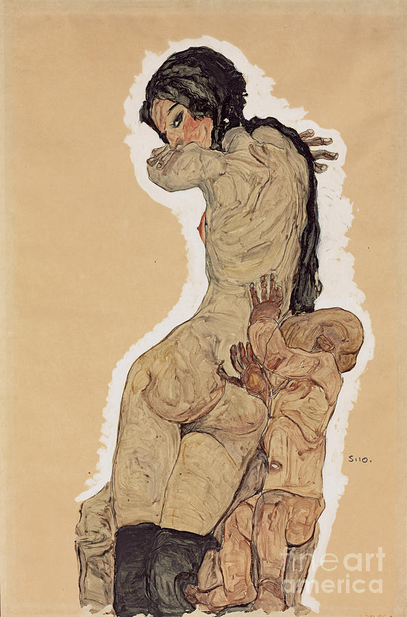 Mother And Child; Mutter Und Kind, 1910 Painting by Egon Schiele