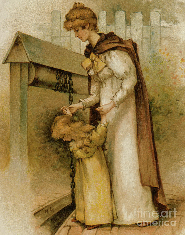 Mother and Daughter at the Well  Painting by Maude Goodman