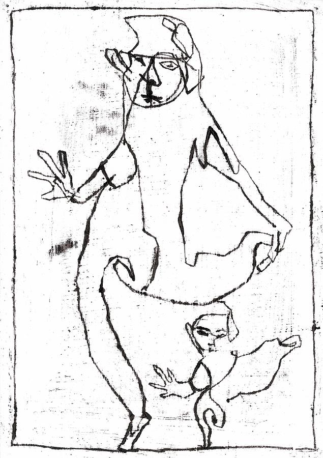 Mother and daughter dancing Drawing by Edgeworth Johnstone