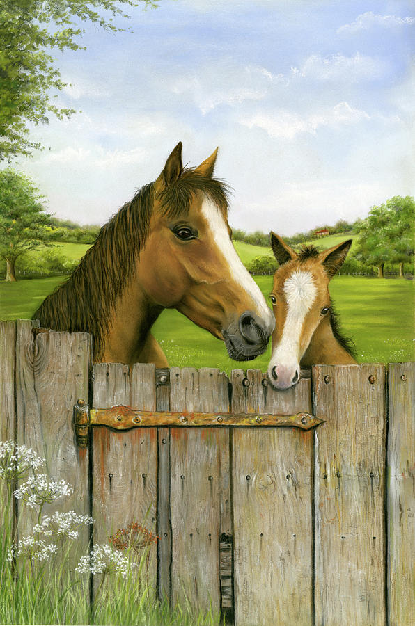 Horse Painting - Mother And Foal by Janet Pidoux