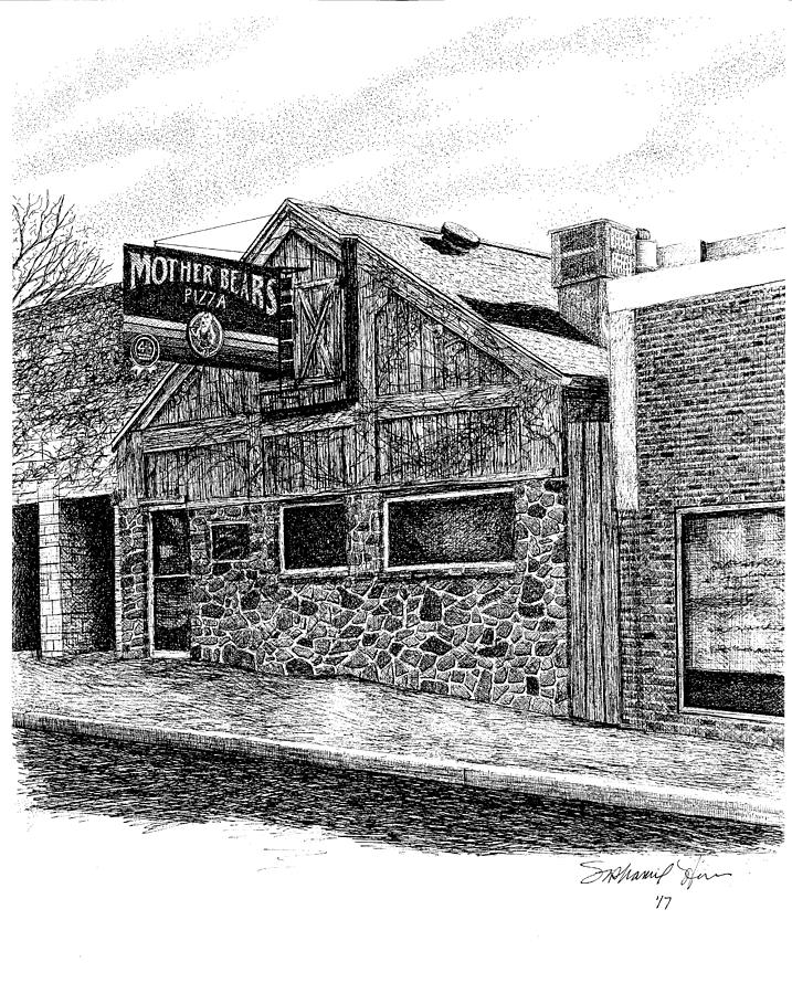 Mother Bears Pizza, Indiana University, Bloomington, Indiana Drawing by Stephanie Huber