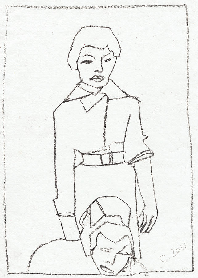 Mother drawing Drawing by Edgeworth Johnstone
