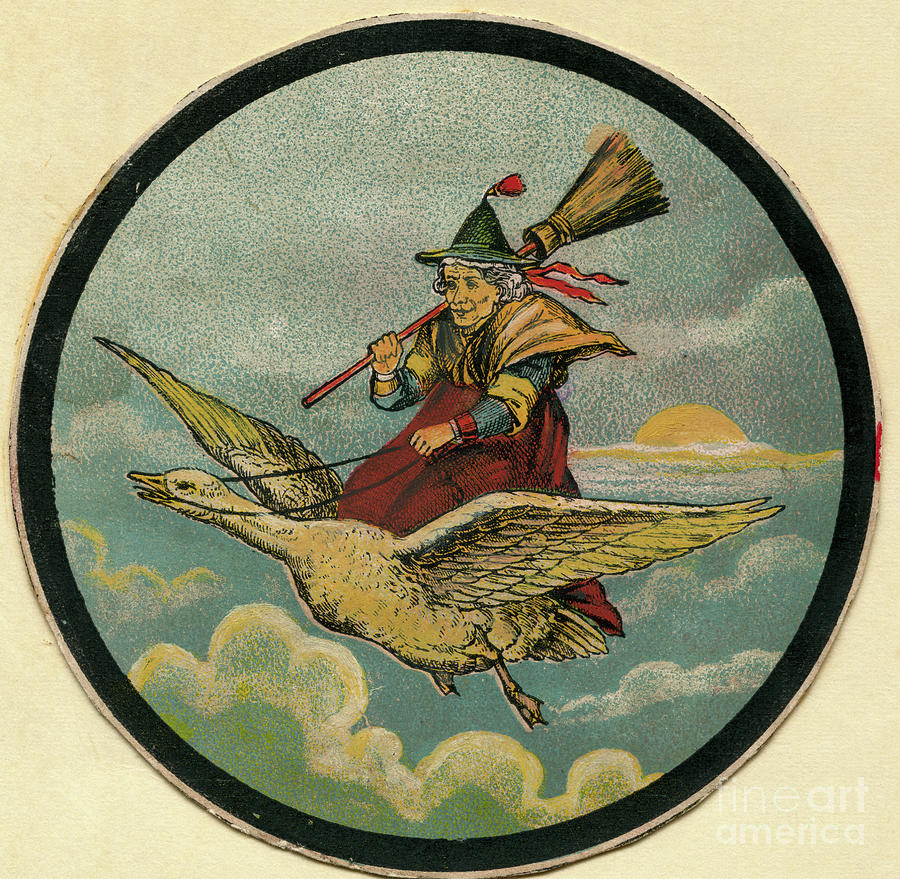 Mother Goose Riding Atop Of Goose is a photograph by Bettmann which was upl...