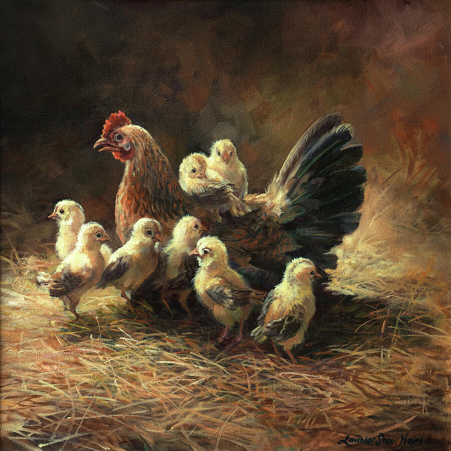 Chicken Painting - Mother Hen by Laurie Snow Hein