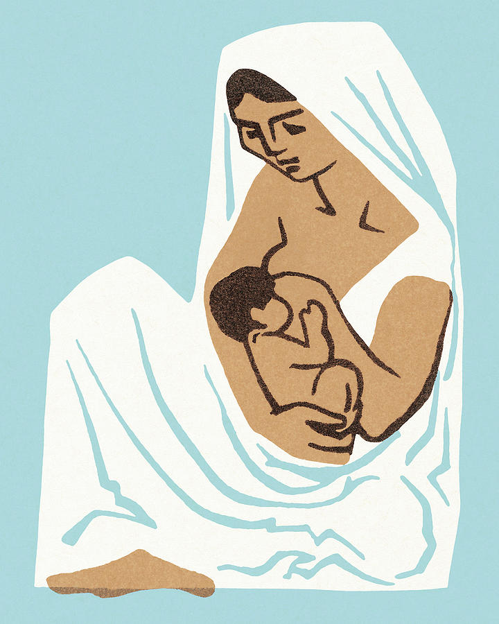 Vintage Drawing - Mother nursing by CSA Images