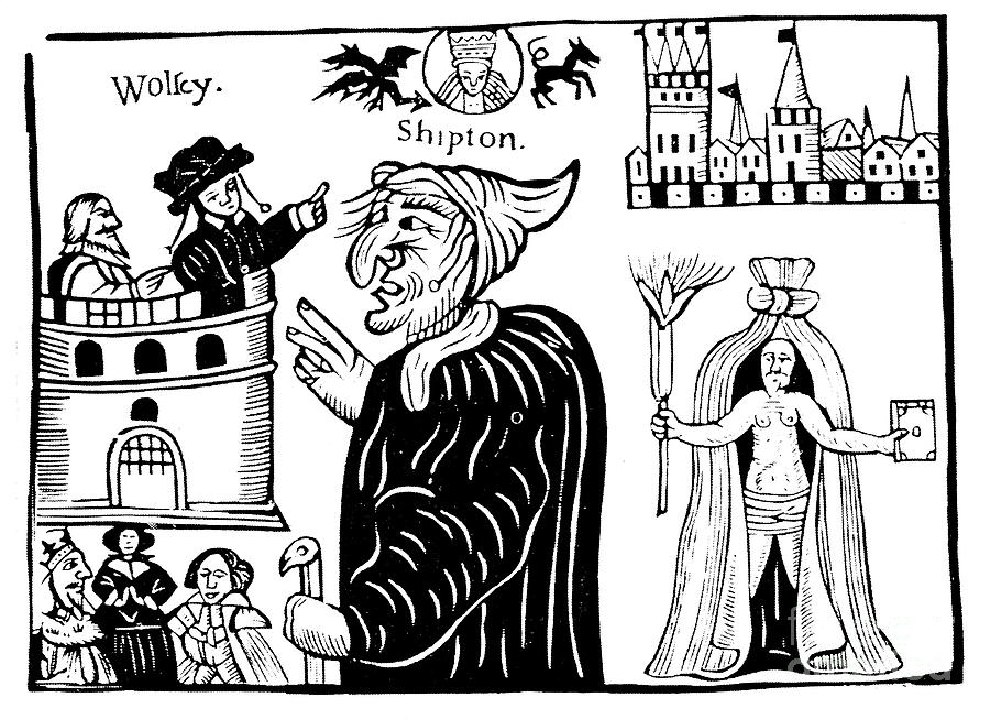 Mother Shipton 1488-c1560 Prophesying Drawing by Print Collector