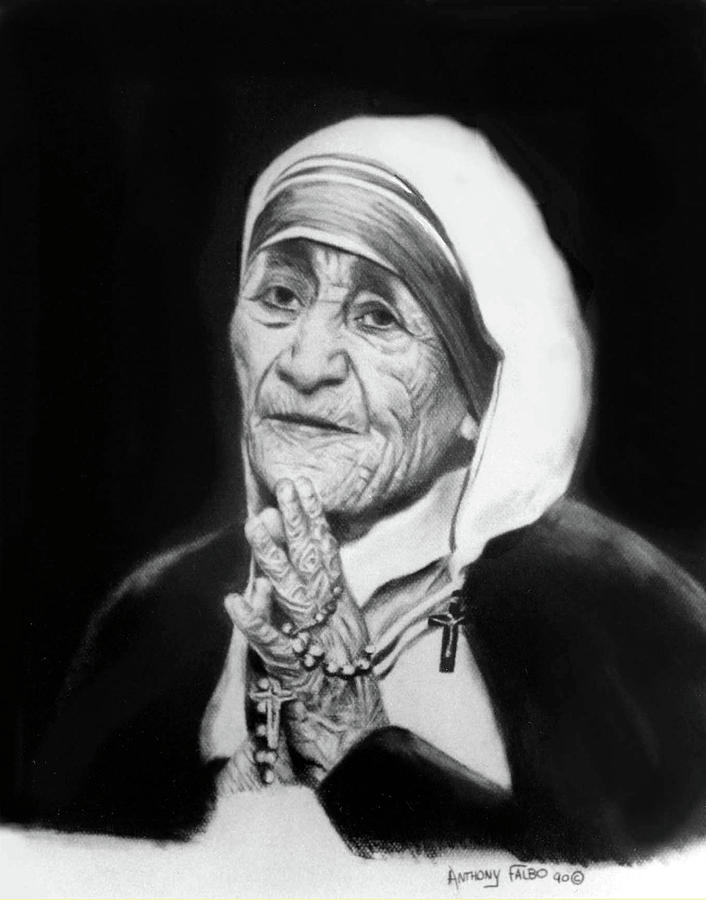 Jesus Christ Drawing - Mother Teresa by Anthony Falbo