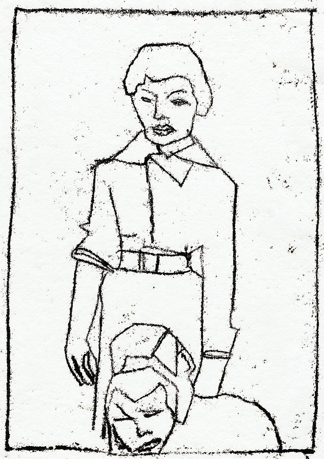Mother with Children Drawing by Edgeworth Johnstone