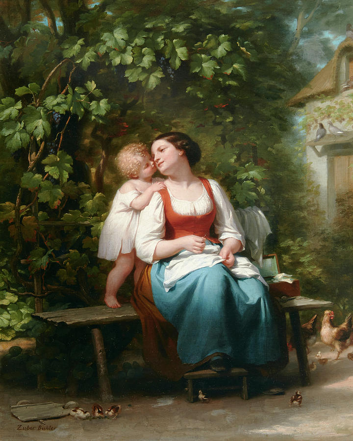 Fantasy Painting - Mothers darling by Fritz Zuber-Buhler
