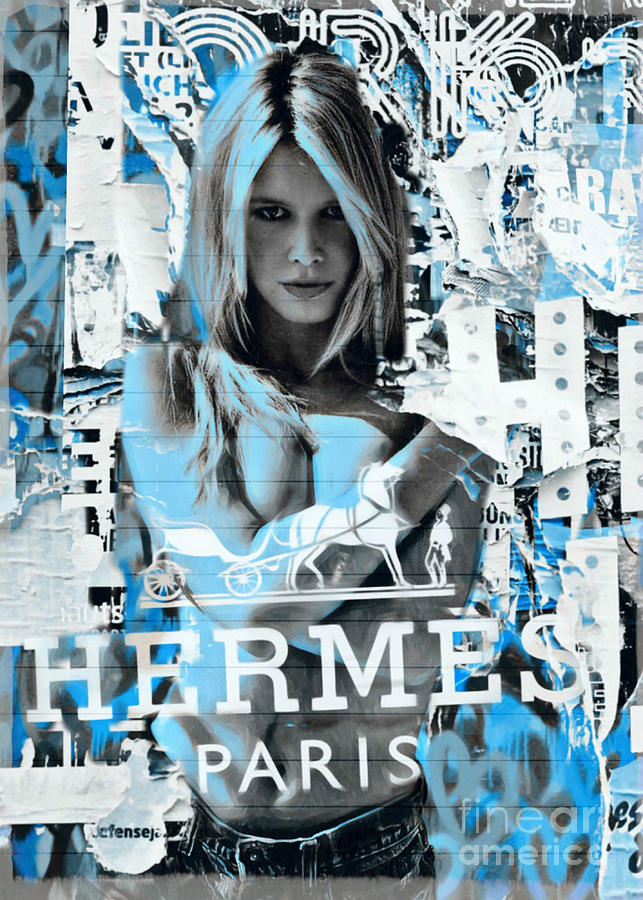 Motiv Brigitte Bardot Love Pop Art Baby Blue - Collage  Mixed Media by Felix Von Altersheim
