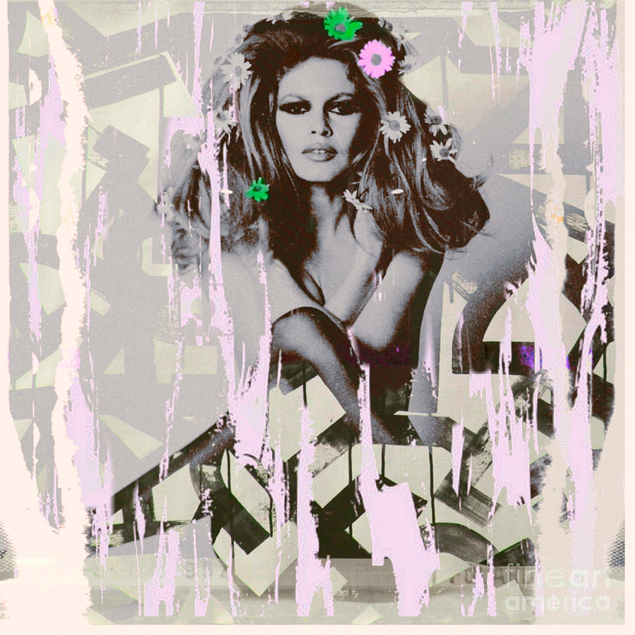 Motiv Brigitte Bardot Pink Punky - Plakativ Collage Painting by Felix Von Altersheim