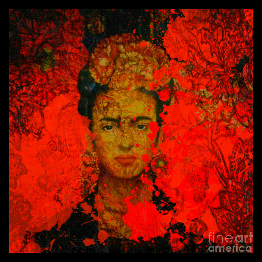 Motiv Frida Kahlo Orange Frame 01  Painting by Felix Von Altersheim