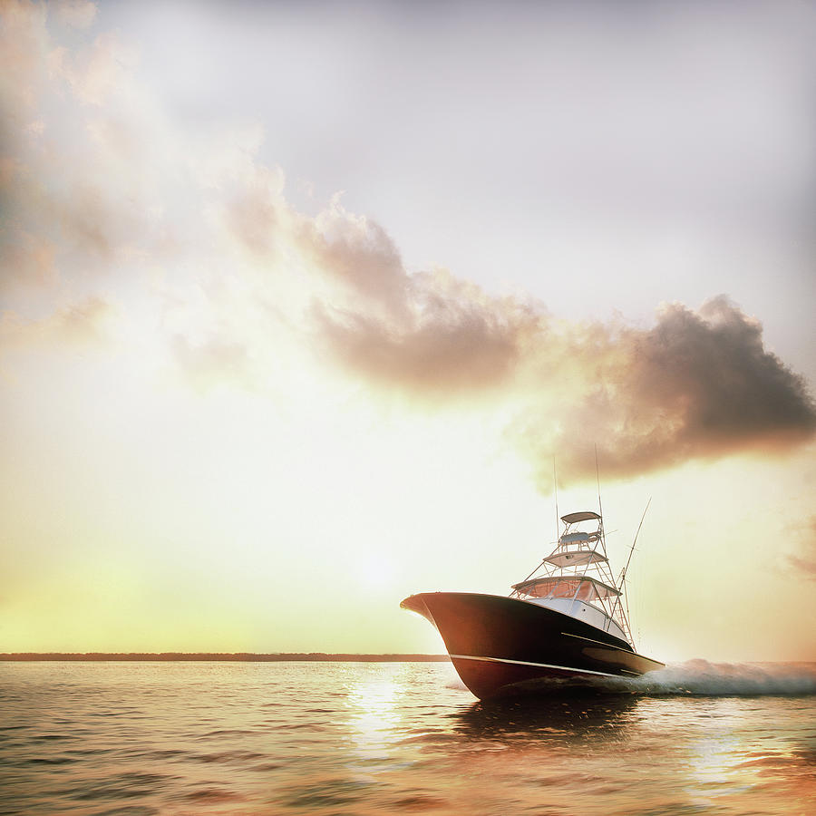 Motor Yacht Powering Through Calm Water Photograph by Gary John Norman